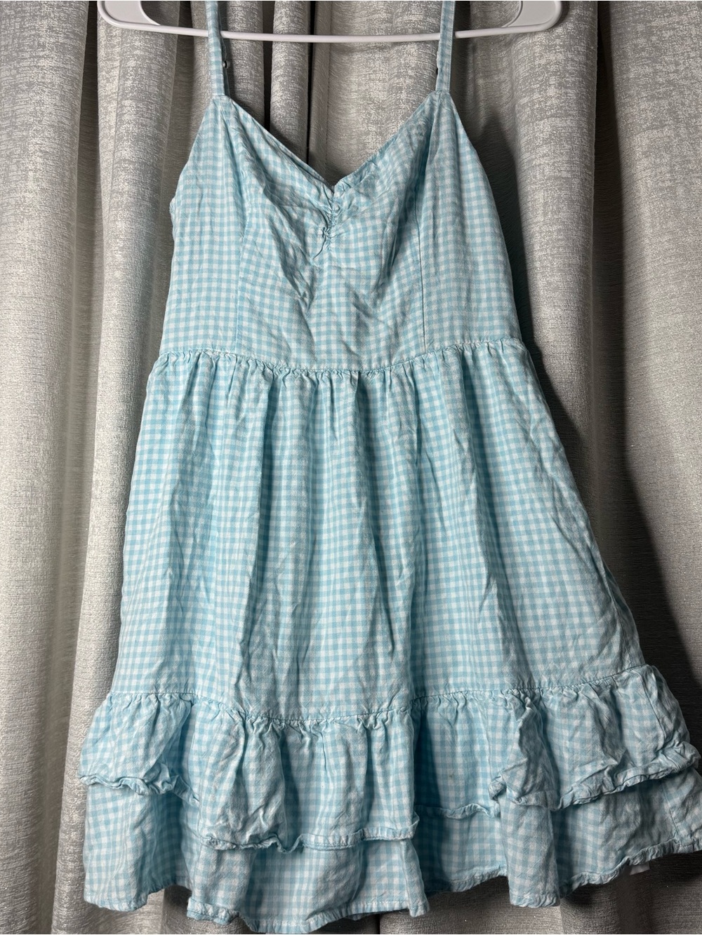 Hollister Blue / White Gingham Tiered Dress